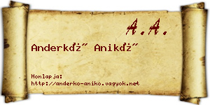 Anderkó Anikó névjegykártya